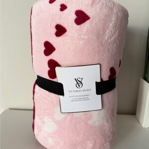 Victoria's Secret Pink and Red Heart Blanket